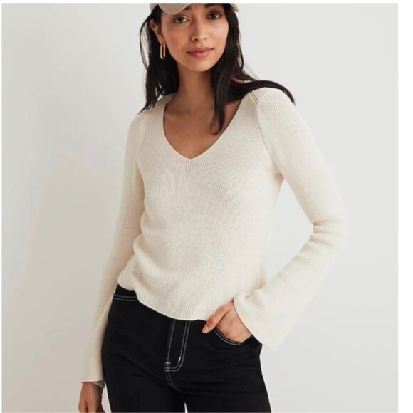 NWT Madewell Knit Bell Sleeve Sweater - Picture 4 of 6